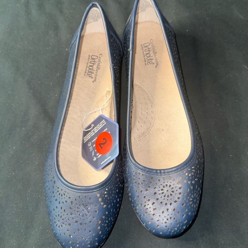 No.02 Croft & Barrow Marilla Women's Ortholite Navy Blue Perforated Ballet Flats